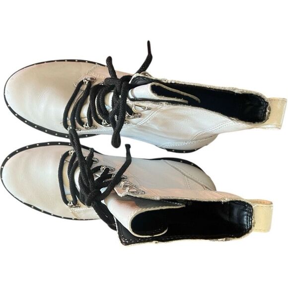 Womens Sorel Lennox White Lace Up STKD Waterproof Leather Combat Boots - Sz 9 - Picture 4 of 6